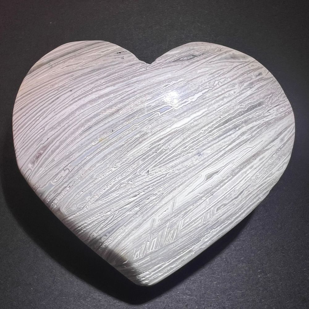 Mexican White Lace Agate Druzy Heart‎ Carving - Picture 4 of 10